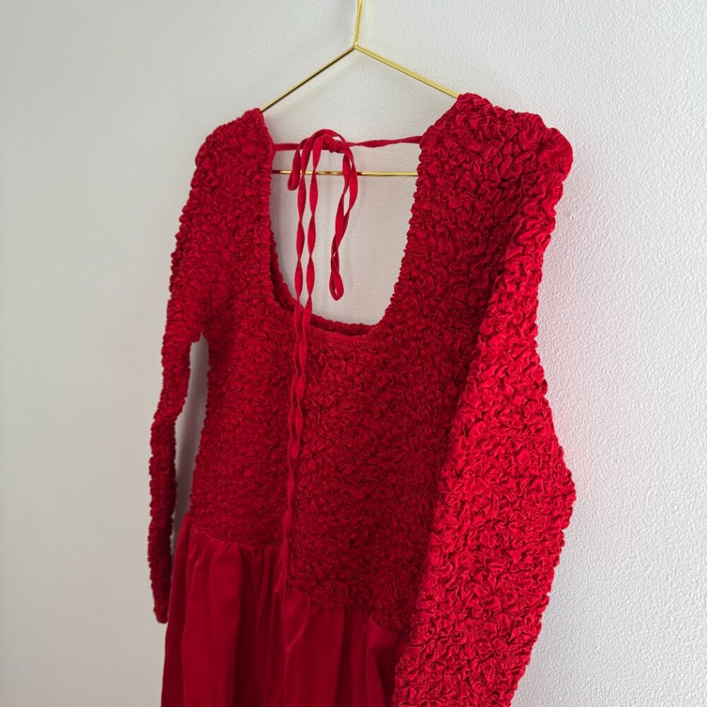 Damson Madder Malinda Smocked Long-Sleeve Midi Dress Size:12 - Picture 4 of 7